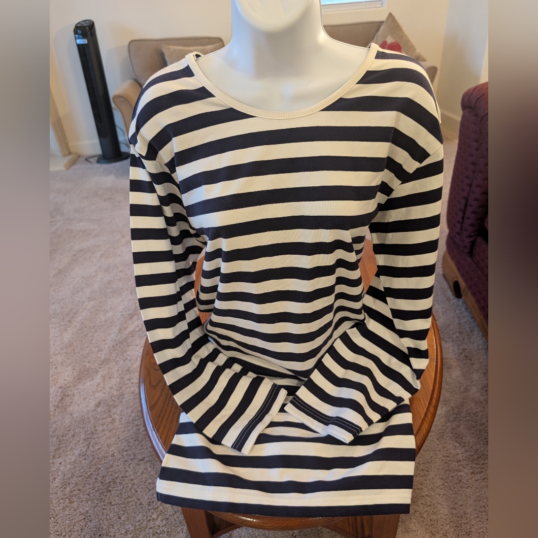 Lilly Pulitzer Navy And White Striped Long-Sleeve Dress - Size M